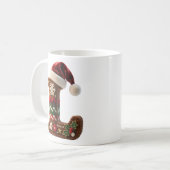 Weihnachtlich gestrickter Pullover Buchstabe L mit Kaffeetasse (Vorderseite Links)