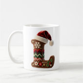 Weihnachtlich gestrickter Pullover Buchstabe L mit Kaffeetasse (Links)
