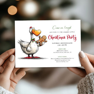 Weihnachtlich Lustige Gans Spielerei Party Einladu Einladung