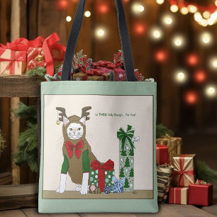 Weihnachtlich lustige weiße Katze Tasche