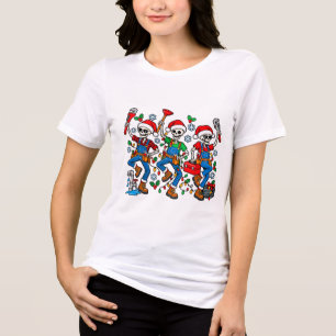 Weihnachtlich lustiger Skelett-Installateur Tri-Blend Shirt