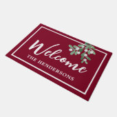 Weihnachtlich Maßgeschneiderter Maroon Willkommen Fußmatte (Schrägansicht)
