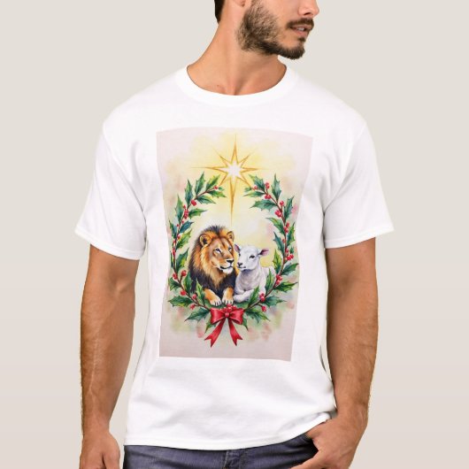 Weihnachtlich religiös Der Löwe und das Lamm mit S T-Shirt (Vorderseite)