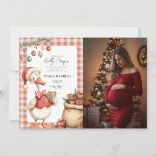 Weihnachtlich rote Weihnachts-Enten-Baby-Party Einladung