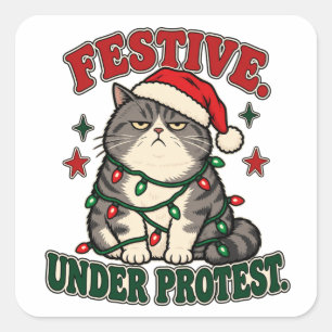 Weihnachtlich unter Protest lustiges Weihnachtsdes Quadratischer Aufkleber