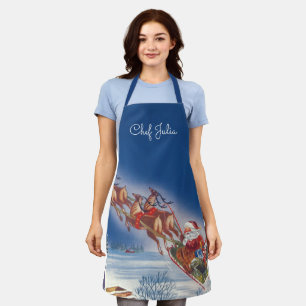 Weihnachtlich vintage, Santa fliegt mit Schlitten  Schürze