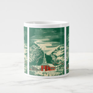 Weihnachtliche alte Kirche, Schneelandschaft im Wi Jumbo-Tasse
