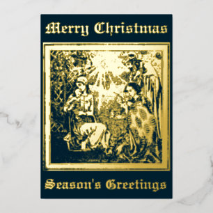 Weihnachtliche Anbetung der Heiligen Drei Könige Folien Feiertagskarte
