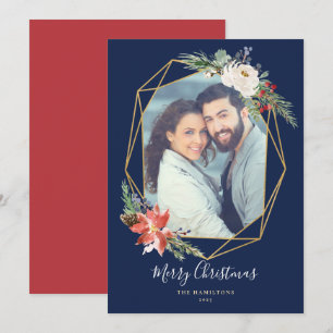 Weihnachtliche Botanik Geometrisch Blau Foto Feiertagskarte