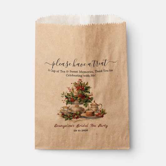 Weihnachtliche Brautdusche-Teeparty Geschenktütchen (Vorderseite)