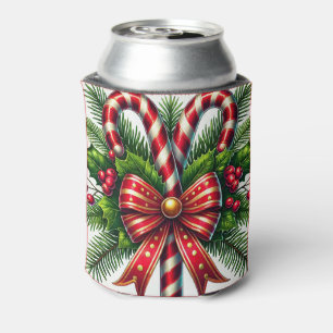 Weihnachtliche Candy Canes mit Stechpalme Dosenkühler