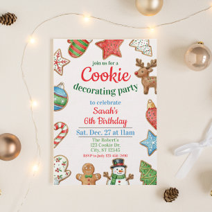Weihnachtliche Cookie-Verzierungs-Geburtstagsfeier Einladung