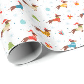Weihnachtliche Dackel im Winter Gewitter Geschenkpapier (Rolleneckpunkt)