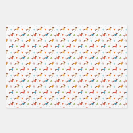 Weihnachtliche Dackel im Winter Gewitter Geschenkpapier Set (Vorderseite)