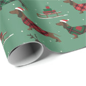 Weihnachtliche Dackeln mit Sweater & Weihnachtsman Geschenkpapier (Rolleneckpunkt)