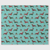 Weihnachtliche Dackeln mit Sweater & Weihnachtsman Geschenkpapier (Flach)