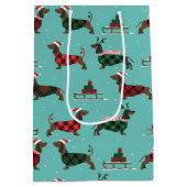 Weihnachtliche Dackeln mit Sweater & Weihnachtsman Mittlere Geschenktüte (Rückseite)
