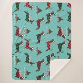 Weihnachtliche Dackeln mit Sweater & Weihnachtsman Sherpadecke
