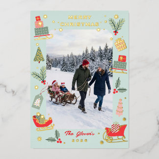 Weihnachtliche Elemente Minty Folien Feiertagskarte