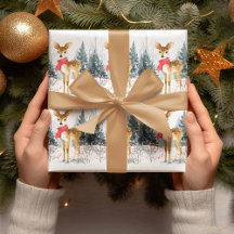 Weihnachtliche Fantasiehirsche | Geschenkpapier