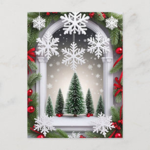 Weihnachtliche Fensterdekoration Postkarte