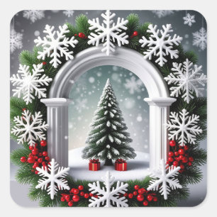 Weihnachtliche Fensterdekoration Quadratischer Aufkleber