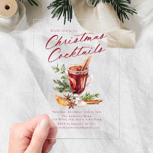 Weihnachtliche Festtags-Cocktails Feierparty Acryleinladungen