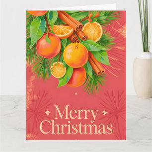 Weihnachtliche Festtagsillustration mit Orangen Karte