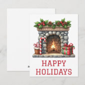 Weihnachtliche Feuerplatzkarte Feiertagskarte (Vorne/Hinten)