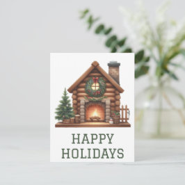 Weihnachtliche Feuerplatzkarte Feiertagskarte