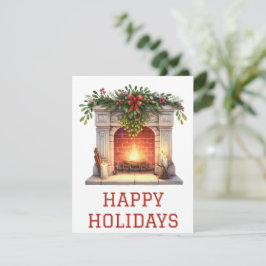 Weihnachtliche Feuerplatzkarte Feiertagskarte