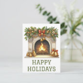 Weihnachtliche Feuerplatzkarte Feiertagskarte (Stehend Vorderseite)