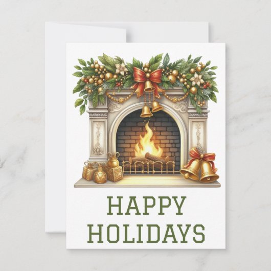Weihnachtliche Feuerplatzkarte Feiertagskarte (Vorderseite)