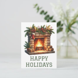 Weihnachtliche Feuerplatzkarte Feiertagskarte