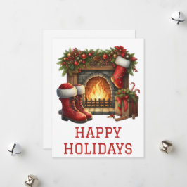 Weihnachtliche Feuerplatzkarte Feiertagskarte