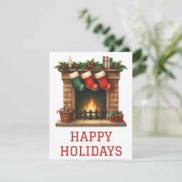 Weihnachtliche Feuerplatzkarte Feiertagskarte