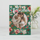 Weihnachtliche Flat Holiday Karte (Stehend Vorderseite)