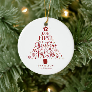 Weihnachtliche Frischvermählte Weihnachtsbaum  Keramik Ornament