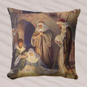 Weihnachtliche Geburt Christi, 3 Hirten und Jesus Kissen