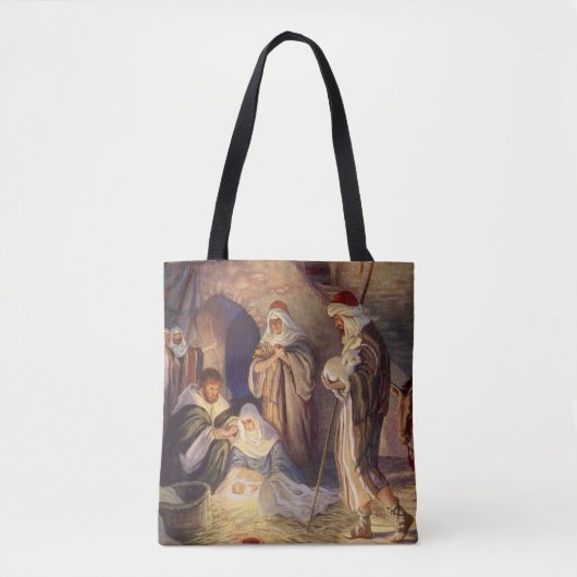 Weihnachtliche Geburt Christi, 3 Hirten und Jesus Tasche (Vorderseite)