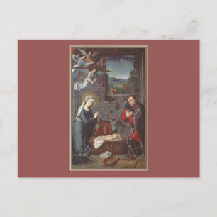Weihnachtliche Geburt Christi im Vintage-Stil Feiertagspostkarte