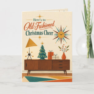 Weihnachtliche Gemütlichkeit im Retro-Stil der Mit Feiertagskarte