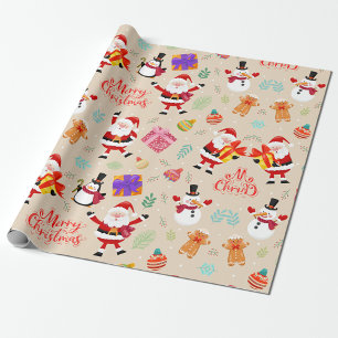 Weihnachtliche Geschenkszene mit Weihnachtsmann Geschenkpapier