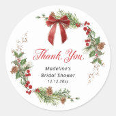 Weihnachtliche Grünpflanzen-Brautparty  Runder Aufkleber (Vorderseite)