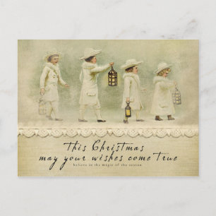 Weihnachtliche Grüße auf einer Vintage-Weihnachtsk Feiertagspostkarte
