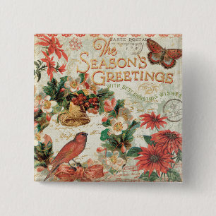 Weihnachtliche Grüße im Vintage-Stil Button