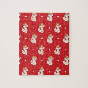 Weihnachtliche Grüße im Vintage-Stil, Engel mit St Puzzle