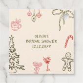 Weihnachtliche handgezeichnete Bridal Shower Geschenkanhänger (Rückseite)