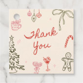 Weihnachtliche handgezeichnete Bridal Shower Geschenkanhänger (Vorderseite)