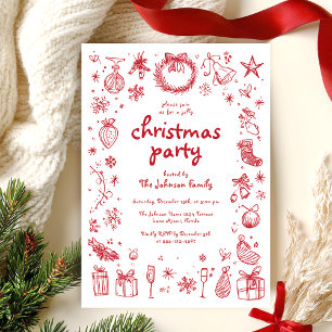 Weihnachtliche handgezeichnete Party-Einladung Feiertagskarte
